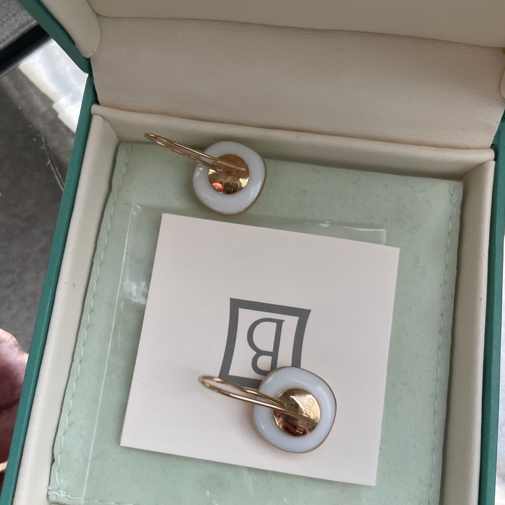 BERNARDAUD Gold Earrings with Blue Accents - Picture 6 of 6